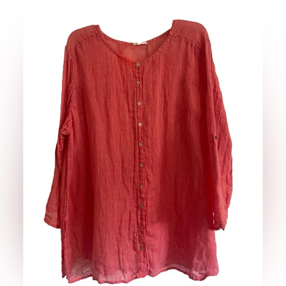 Eileen Fisher Button Down Linen Top Size 3X
